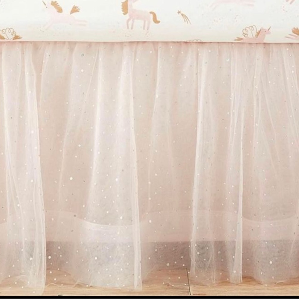 Pottery Barn Kids Blush Shimmer Tulle Crib Skirt